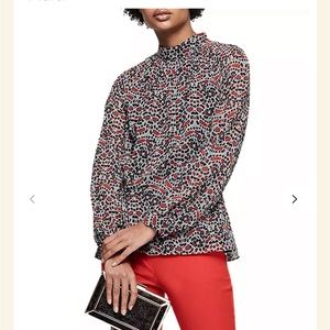 Reiss sheer long sleeve print top